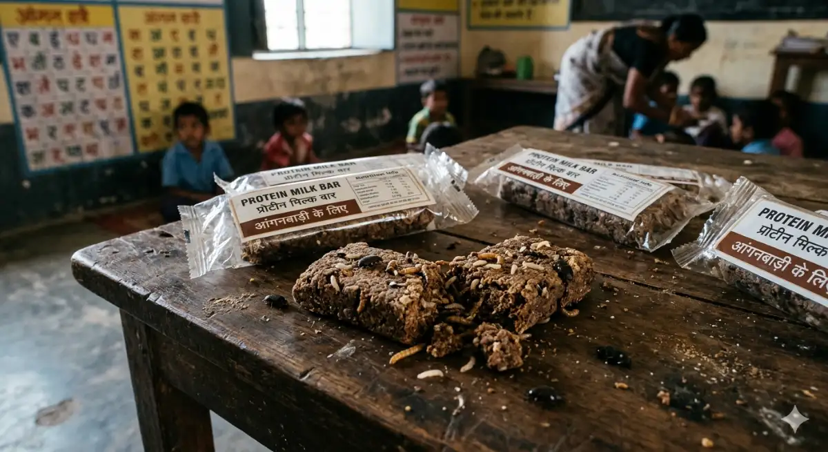 सावधान! आंगनबाड़ी की 'प्रोटीन मिल्क बार' में रेंग रहे जिंदा कीड़े, मासूमों की सेहत से बड़ा खिलवाड़ !!