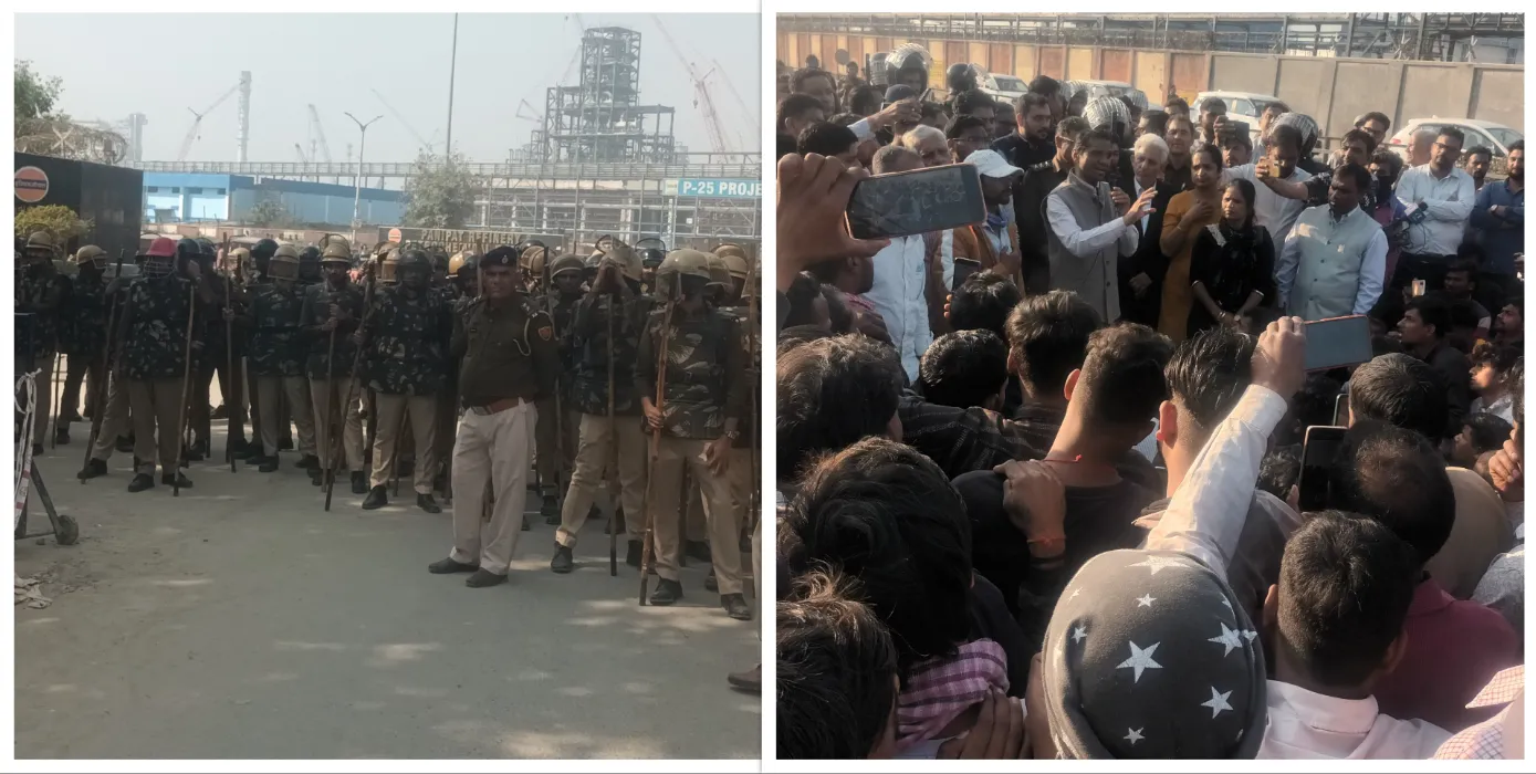 श्रमिकों ने पी 25 परियोजना में हड़ताल खत्म कर 3 घंटे किया काम, मारपीट की झूठी अफवाह से फिर हुआ काम बंद