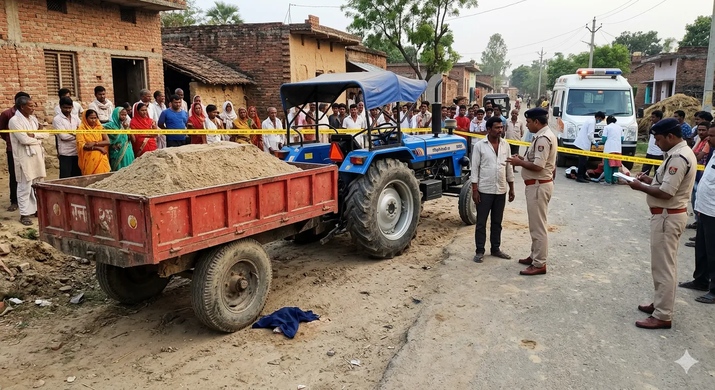 अवैध रूप से रेत से भरे ट्रैक्टर ट्रॉली ने सात वर्षीय बच्चे को कुचला, मौके पर ही मौत