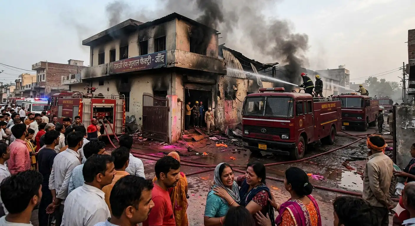 जींद में रंग-गुलाल बनाने वाली फैक्ट्री में लगी भीषण आग, चार महिलाओं की मौत, 20 अन्य कर्मचारी झुलसे