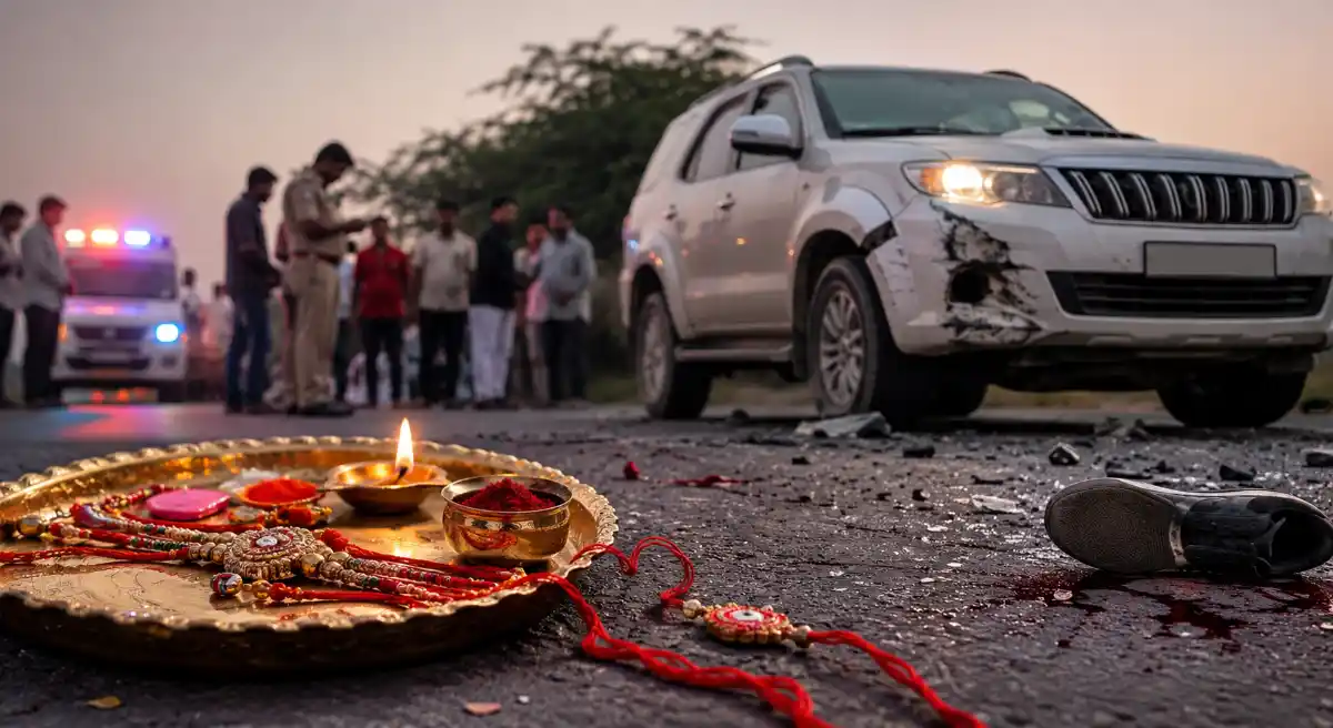 रक्षाबंधन की खुशियां मातम में बदलीं: तेज रफ्तार फॉर्च्यूनर ने चार भाई-बहनों को कुचला, दो सगे भाइयों की मौत, दोनों बहनें गंभीर
