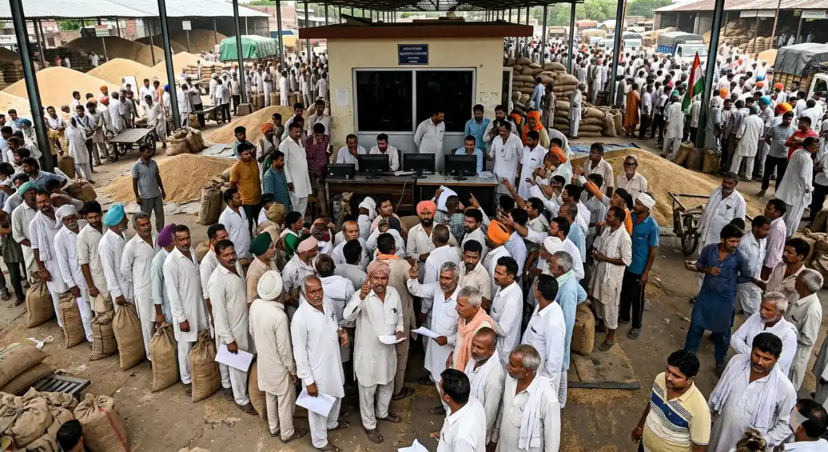 हरियाणा की मंडियों में डिजिटल सिस्टम फेल: सर्वर ठप होने से थमी फसलों की खरीद, ट्रैक्टरों की लगी लंबी कतारें