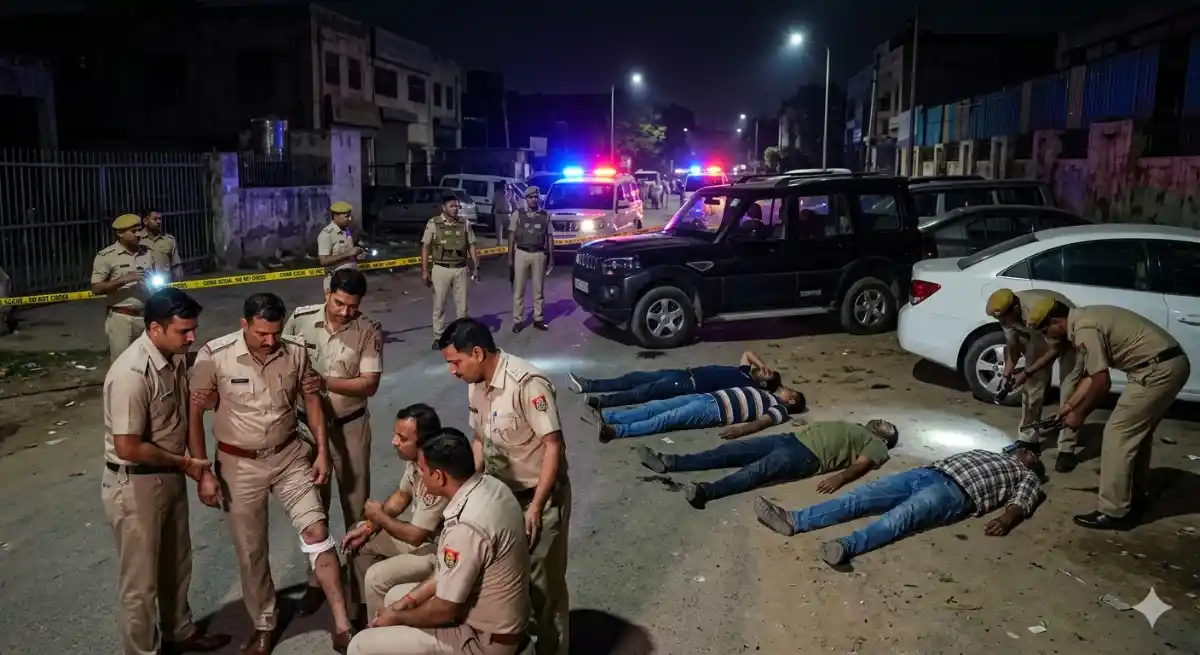 गुरुग्राम में आधी रात खूनी मुठभेड़: SGT यूनिवर्सिटी फाउंडर के बेटे के घर पहुंचे दीपक नांदल गैंग के 4 शूटर ढेर, ASI समेत 3 पुलिसकर्मी घायल