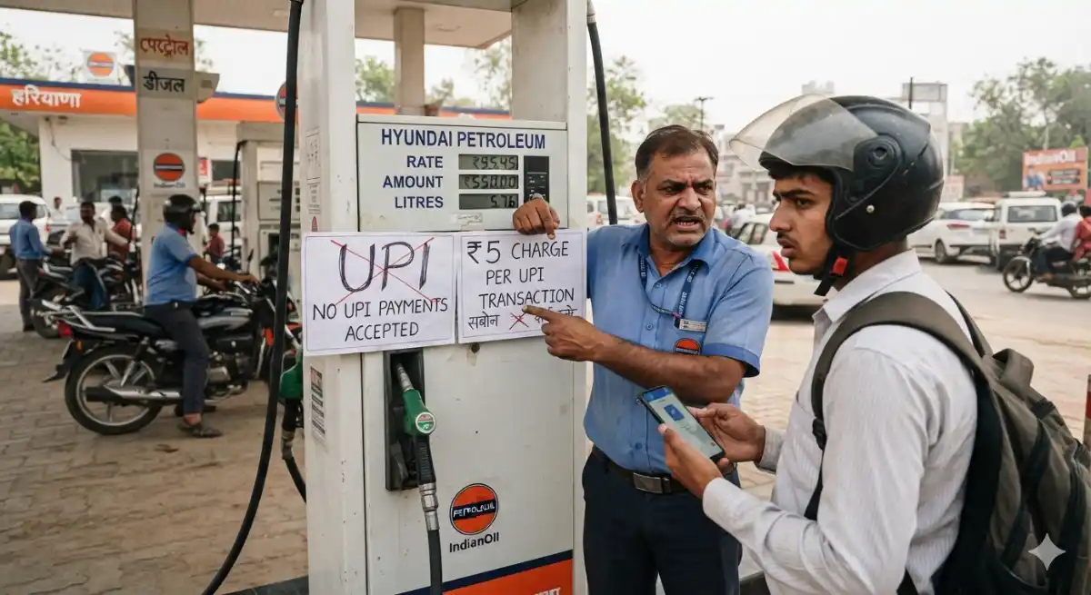 हरियाणा में पेट्रोल पंपों पर कैशलेस भुगतान बंद करने की चेतावनी, ₹5 UPI चार्ज को लेकर डीलर्स में नाराजगी